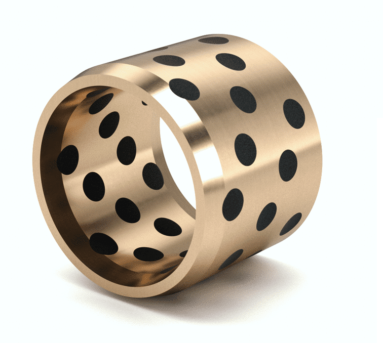 straight Oilless 500 selflubricated bearing using highgrade copper alloys as their base material, with embedded solid lubricant plugs, graphite or PTFE.